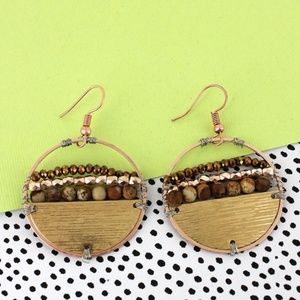 JASPER BEADED WORN TWO-TONE CIRCLE EARRINGS